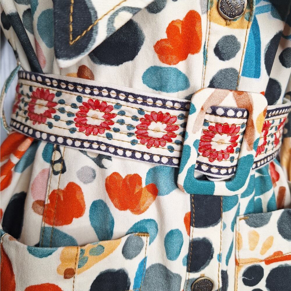 Farm Rio Mushroom Forest Canvas Dress Small Whimsy Floral Colorful Puff Sleeve - Picture 14 of 14